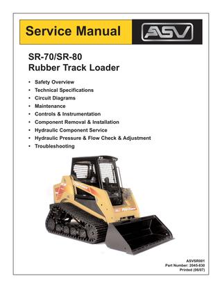 download ASV SR 70 SR 80 Rubber tracked loader able workshop manual