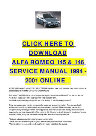 download Alfa Romeo 145 146 FSM workshop manual