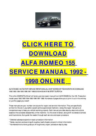 download Alfa Romeo 155 workshop manual