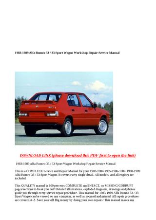 download Alfa Romeo 33 Sport Wagon workshop manual