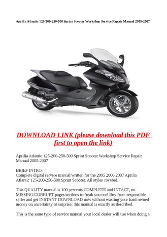 download Aprilia Atlantic 125 200 Motorcycle able workshop manual