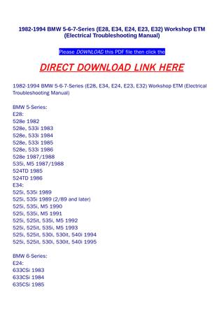 download BMW 525i 535i ETM workshop manual