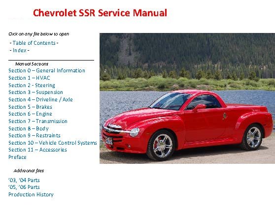 download CHEVROLET SSR workshop manual
