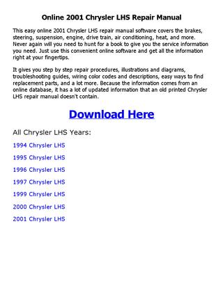 download CHRYSLER LHS workshop manual