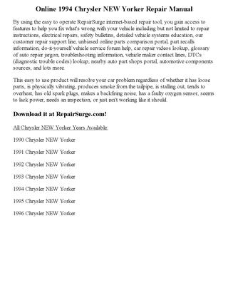 download CHRYSLER YORKER   REPAR workshop manual
