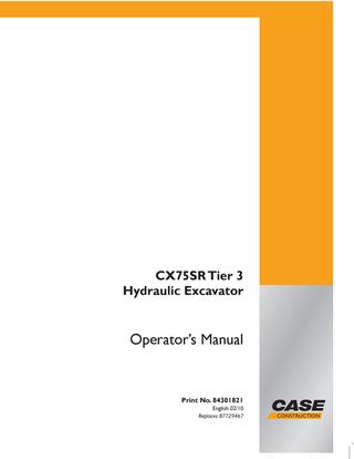 download Case CX75SR Tier 3 Hydraulic Excavator s able workshop manual