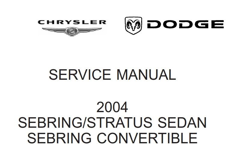 download Chrysler JR Sebring Stratus Sedan Convertible workshop manual