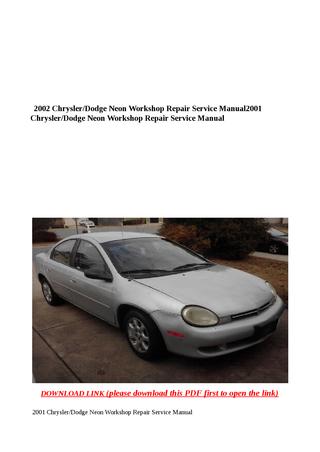 download Chrysler Neon workshop manual