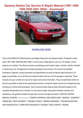 download DAEWOO NUBIRA workshop manual