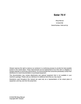 download DAEWOO SOLAR S220LC V TRACKED Excavator able workshop manual