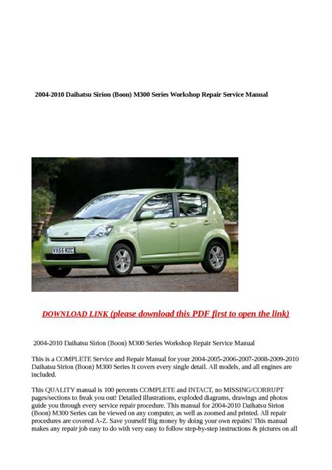 download DAIHATSU SIRION BOON workshop manual