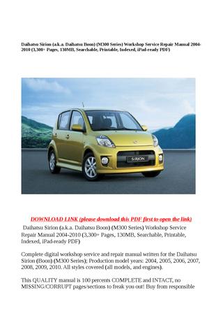 download DAIHATSU SIRION BOON workshop manual