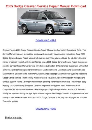 download DODGE CARAVAN 2 4L 3 3L 3 8L 2 5L 2 8L workshop manual