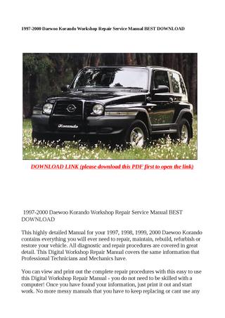 download Daewoo Korando workshop manual