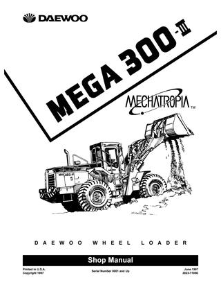 download Daewoo Mega 300 III Wheel Loader able workshop manual