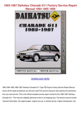 download Daihatsu Charade G100 GTTI workshop manual