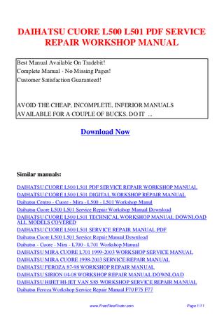 download Daihatsu Cuore L500 L501 workshop manual