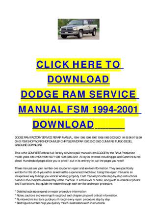 download Dodge Ram FSM workshop manual