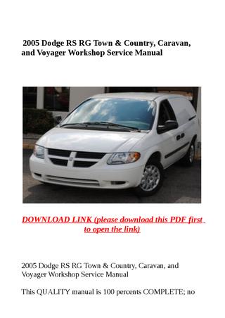 download Dodge Rs Rg Town Country Caravan Voyager workshop manual