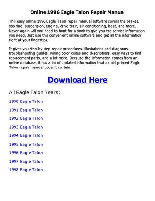 download Eagle Talon workshop manual