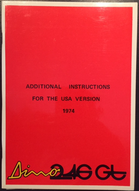download Ferrari Dino 246 GT Additional Instructions USA workshop manual