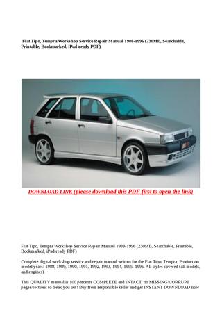 download Fiat Tempra workshop manual