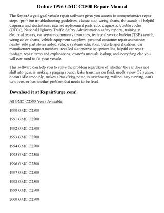 download GMC C2500 workshop manual