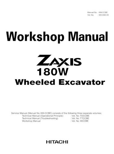 download HITACHI ZAXIS 180W WHEELED Excavator able workshop manual