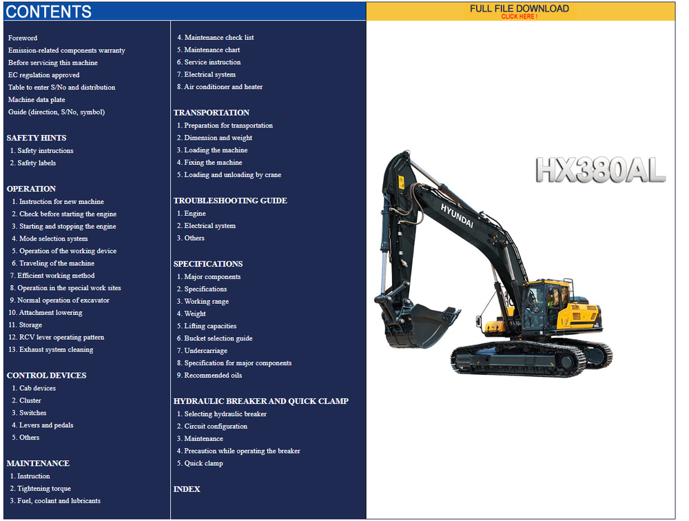 download HYUNDAI SL763  0500 Wheel Loader able workshop manual