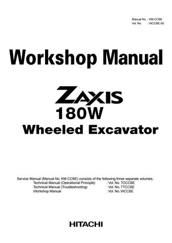 download Hitachi Zaxis 180W Wheeled Excavator able workshop manual