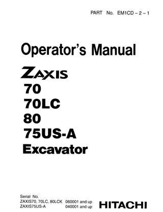 download Hitachi Zaxis 40U 50U Excavator able workshop manual