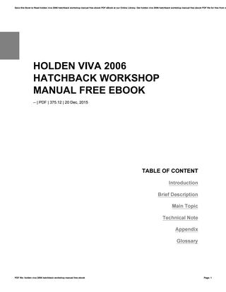 download Holden Viva workshop manual