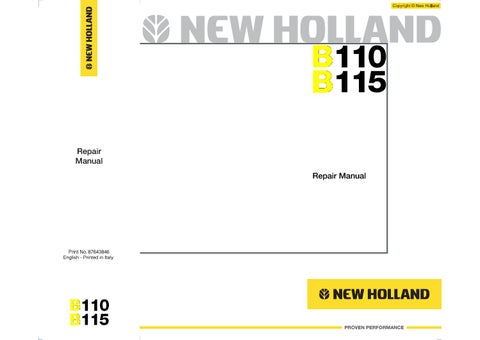 download Holland B110 B115 Backhoe Loader able workshop manual