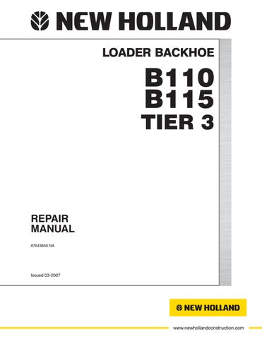 download Holland B110 B115 Backhoe Loader able workshop manual