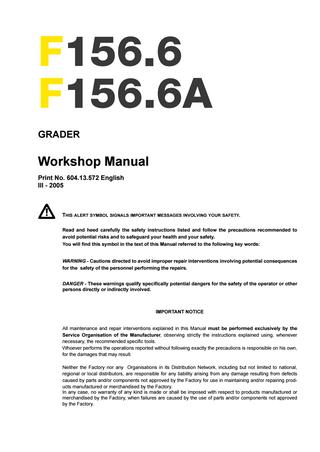 download Holland F106.6 F106.6A F156.6 F156.6A GRADER able workshop manual