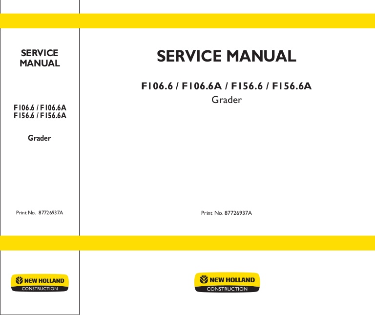 download Holland F106.6 F106.6A F156.6 F156.6A GRADER able workshop manual