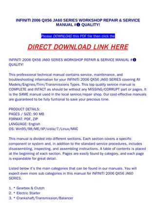 download INFINITY Q56 JA60 Manuals workshop manual