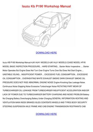 download Isuzu KB TF 140 workshop manual