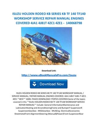 download Isuzu Kb Tf 140 Tf140 workshop manual