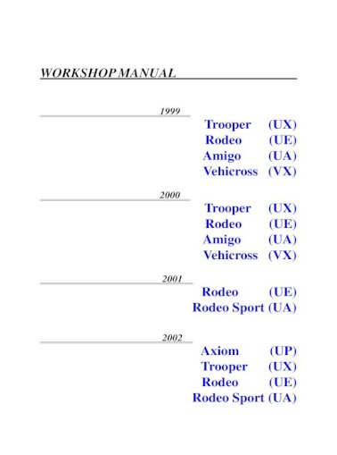 download Isuzu Trooper Rodeo Amigo Vehicross Axiom able workshop manual