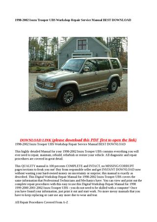 download Isuzu Trooper UBS workshop manual