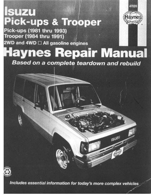 download Isuzu Trooper able workshop manual