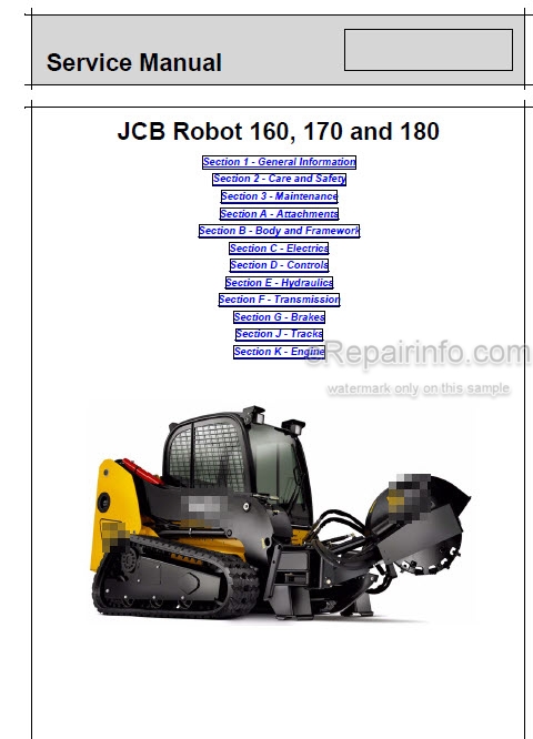 download JCB 180 180HF Robot able workshop manual