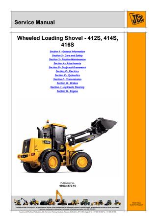 download JCB 412S 414S 416S Wheeled Loader able workshop manual