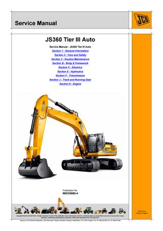 download JCB JS130 Tier 3 Auto Tracked Excavator able workshop manual