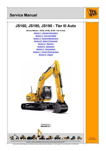 download JCB JS160 Tier 3 Auto Tracked Excavator able workshop manual