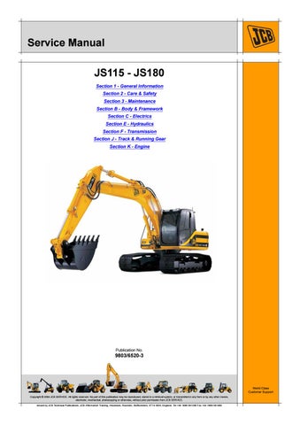 download JCB JS160 Tier 3 Auto Tracked Excavator able workshop manual