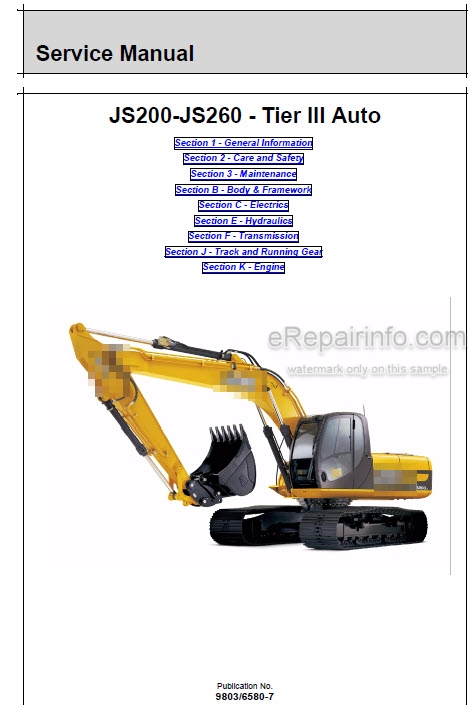 download JCB JS200 Auto JS210 Auto JS220 Auto JS240 Auto JS260 Auto Tracked Excavator able workshop manual