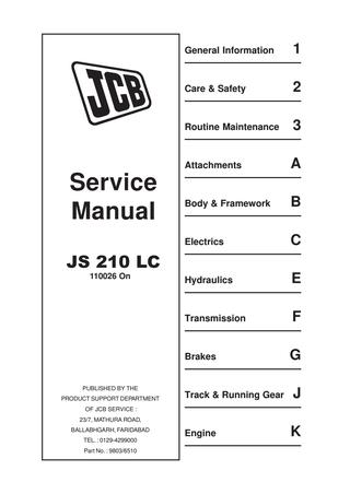 download JCB JS210 Tracked Excavator ue workshop manual