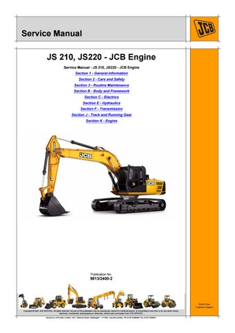 download JCB JS220 HD Tracked Excavator ue workshop manual